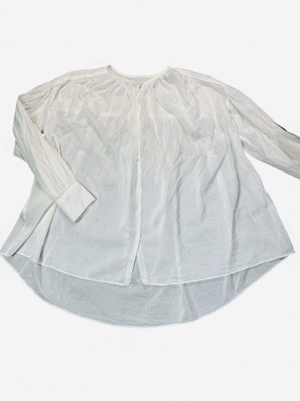 New Banana Republic West Oversized Cotton Silk Shirt In Transition White Size S - Picture 4 of 10